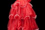 Czerwona hiszpańska suknia do tańca standardowego.