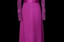 Elegancka suknia wieczorowa w kolorze fuksji z koronkową górą z cadi z jedwabnym pasem.