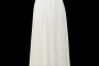 Długa suknia ślubna greczynka na ramiączkach z dekoltem portfelowym w szpic, odcinana pod biustem, zdobiona w pasie koronkami.