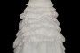 Oryginalna długa suknia ślubna z marszczonym dołem z odpinanym trenem. Sukienka z koronkowym gorsetem zdobionym kamieniami.