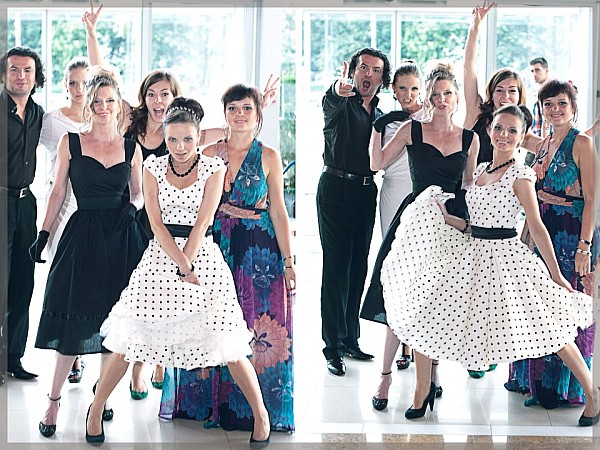 (fot. M. Relich) Pamiątkowe zdjęcie z planu teledysku Trudne Tango. Krystian Adam Krzeszowiak, Natalia Rubiś-Krzeszowiak, Małgorzata Siemińska, Kinga Wojciechowska, Justyna Reczeniedi, Kama Ostaszewska
